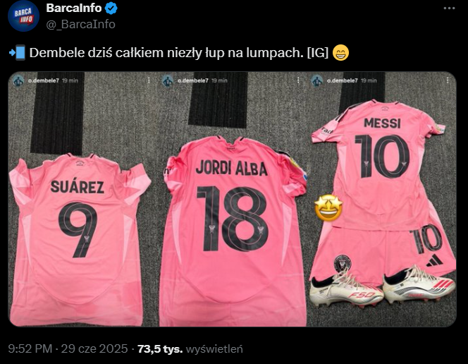 Ousmane Dembele po meczu z Interem Miami zgarnął TE TRZY koszulki piłkarzy rywala xD